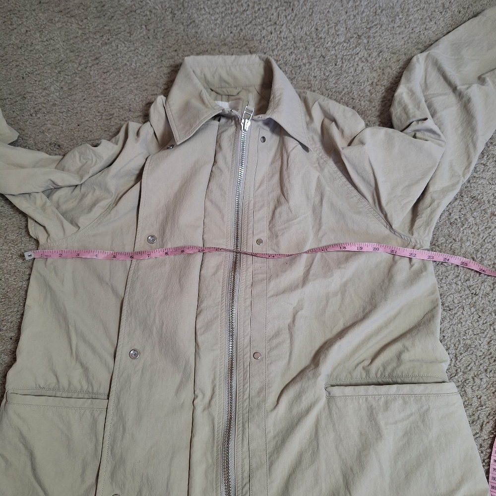 Everlane The Mac Coat Women Tan Khaki Snap Front Trench Long Jacket Size Medium - Picture 8 of 9